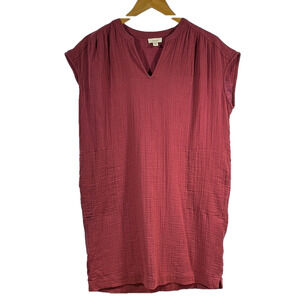 Pure Jill Dusty Rose Cotton V-Neck Dress Size Small